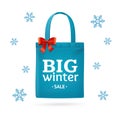 Winter Big Sale Fabric Cloth Bag Tote. Vector