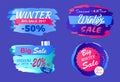 Winter Big Sale 2017 Half Price Discount Today Set Royalty Free Stock Photo