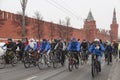 Winter bike ride in Moscow on the Kremlin embankment