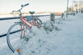 Winter bike on a seafront