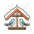 winter bird feeding season color icon vector illustration Royalty Free Stock Photo