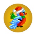 Winter bird - snigir. Pixel image. Design element. eps 10