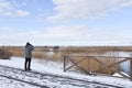 Winter birding in a marshland