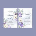 Winter bloom wedding card design with lilies, crocus watercolor illustration