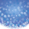 Winter blue background with fallen snowflakes. Vector illustration Royalty Free Stock Photo