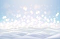 Winter blue background with sparkling bokeh, snow Royalty Free Stock Photo