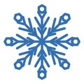 Winter Blue Freeze Snowflake Thick Line Icon