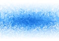 Winter blue frost pattern on white background