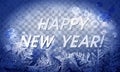 Winter blue ice frost background. Eps8. RGB Global colors. Happy new year text. One editable gradient is used for easy Royalty Free Stock Photo