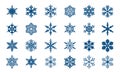 Winter of blue isolated snowflake icons. Vector Illustration Royalty Free Stock Photo