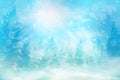 Winter blue sky with falling snow, snowflakes with winter landscape Royalty Free Stock Photo