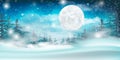 Natural Winter Christmas background with sky, heavy snowfall, snowflakes in different shapes and forms, snowdrifts.