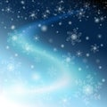 Winter blue sky with snowflakes and stars Royalty Free Stock Photo