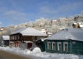 Winter. Private houses in the city of Kursk.