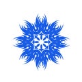 Winter blue snowflake. Openwork lace. Repeating pattern. Flat style. Vector illustration Royalty Free Stock Photo