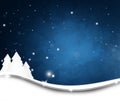 Winter blue snowflkes background with trees fir 3d rendering sky