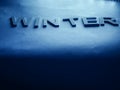 Winter blues message on blue background Royalty Free Stock Photo