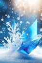 Winter blurred texture with snow and bokeh lights. Abstract Christmas background with mosaic ice glass Royalty Free Stock Photo