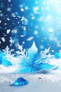 Winter blurred texture with snow and bokeh lights. Abstract Christmas background with mosaic ice glass Royalty Free Stock Photo