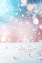 Winter blurred texture with snow and bokeh lights. Christmas background with color mixing sparkling glitter confetti Royalty Free Stock Photo
