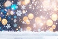 Winter blurred texture with snow and bokeh lights. Christmas background with color mixing sparkling glitter confetti Royalty Free Stock Photo