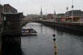 WINTER BOAT CRUISE IN COPENHAGEN CANAL DENMARK Royalty Free Stock Photo