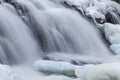 Winter, Bond Falls Framed by Ice and Snow Royalty Free Stock Photo