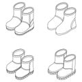 Winter boots icons set vector outine