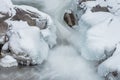 Winter Boulder Creek Framed by Ice and Snow