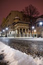 Winter in Bucharest - Stavropoleos Monastery Royalty Free Stock Photo