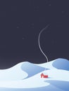 Winter cabin, chalet, house in snowy mountains nature scenery. Symbol of winter relax, retreat. Royalty Free Stock Photo