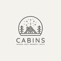 Winter cabin minimalist line art badge logo design