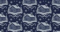 Winter Cabin Scene Pattern Design Royalty Free Stock Photo