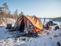 Winter Camping Adventure: Cozy Retreat in Snowy Wilderness