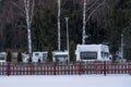 Winter camping, caravan trailers in Messila Camping, Hollola, Finland