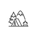 Winter camping line icon
