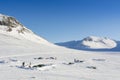 Winter camping tour skiers Sylarna Sweden