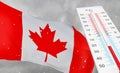 Winter in Canada with severe cold, negative temperature, Cold season in Canada, cruelest coldest weather in Canada, Flag Canada