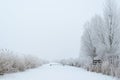 Winter canal in the fog Royalty Free Stock Photo