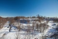 The winter canyon with snow