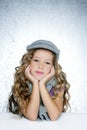 Winter cap wool scarf little fashion girl portrait Royalty Free Stock Photo