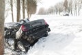 Winter car crash accident Royalty Free Stock Photo