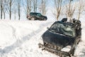 Winter car crash accident Royalty Free Stock Photo