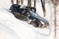 Winter car crash accident Royalty Free Stock Photo