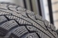 Winter car tires with metal spikes used Royalty Free Stock Photo