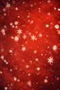 Winter card with falling snow, crystallic white snowflake on red background. Magical heavy snowflakes backdrop Royalty Free Stock Photo