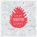 Winter Card. The Lettering - Warm Winter Wishes. New Year / Christmas Design. Royalty Free Stock Photo