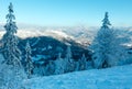 Winter Carpathian Mountains landscape.