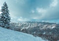 Winter Carpathian Mountains landscape, Ukraine.