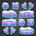 Winter cartoon lilac buttons with snow Royalty Free Stock Photo